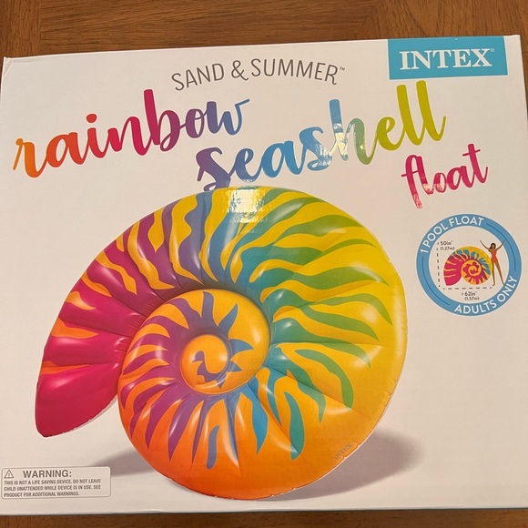 New in box intex sand & summer rainbow seashell pool float 50”Hx62”Lx10”W - Picture 1 of 4